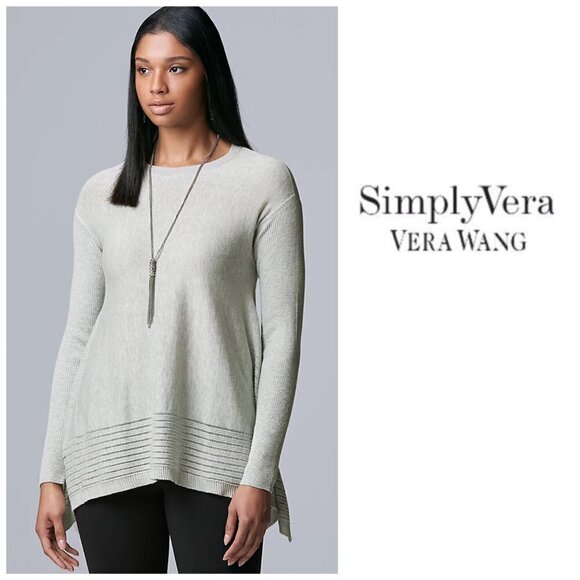 Simply Vera Wang Womens Gray Crew Neck Long Sleeve Knit Tunic Top Sz S New - Picture 8 of 9